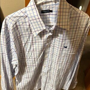 Southern Marsh Men's White and Purple Checkered Shirt
